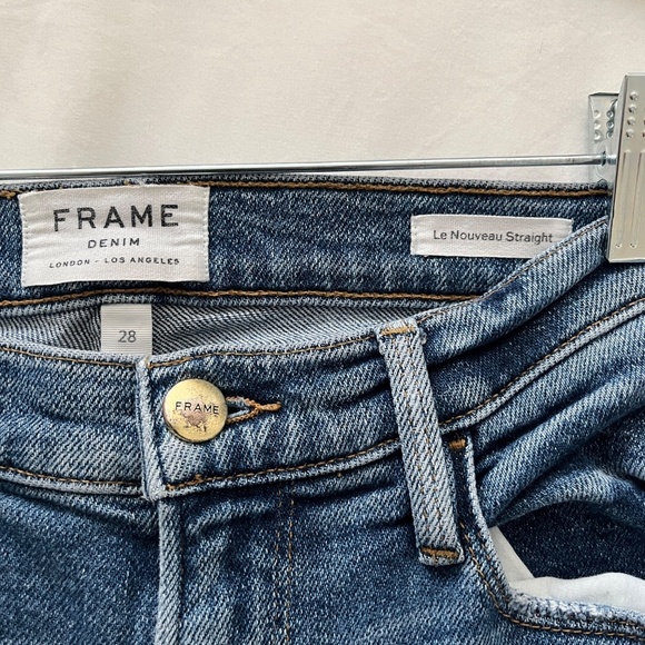 FRAME Le Nouveau Distressed Straight Jean | Size 28 | Blue (Sackett) - Picture 5 of 12
